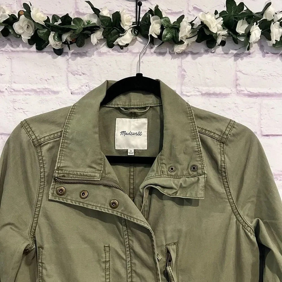 Madewell Fleet Utility Jacket Size XS Green Full Zipper Adjustable Waist - Picture 4 of 13